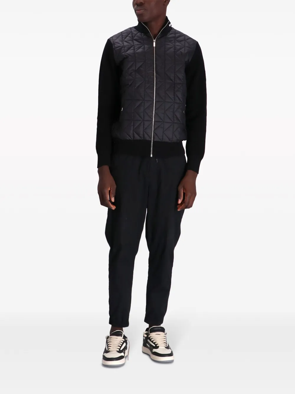 Karl Lagerfeld quilted-panelling knitted jacket - Zwart