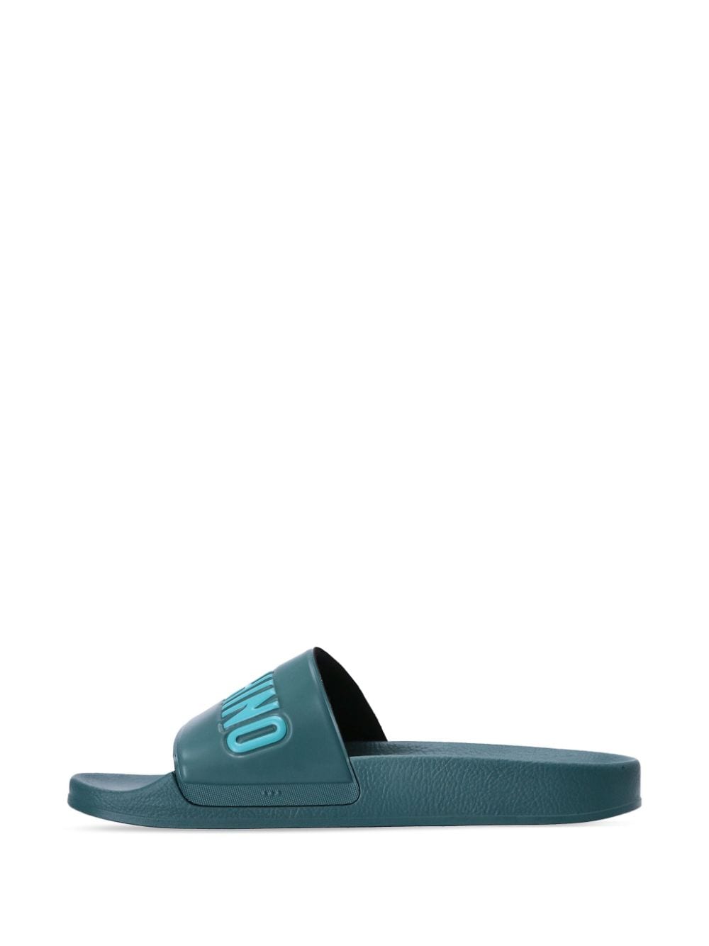 Shop Moschino Logo-embossed Moulded-footbed Slides In Blue