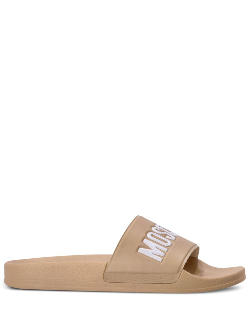 Moschino Logo-embossed Moulded-footbed Slides In Neutrals