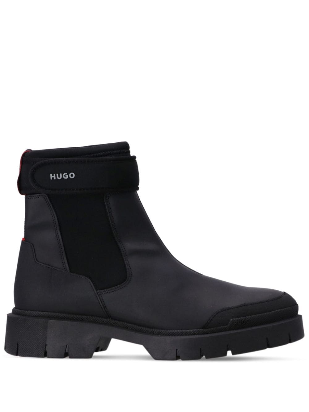 Shop Hugo Boss Denzel Logo-embossed Boots In Black