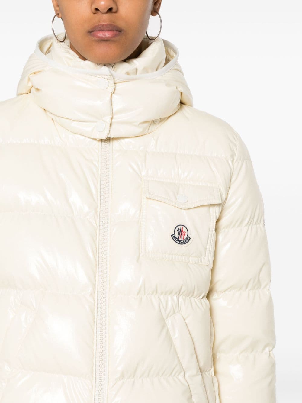 Shop Moncler Andro Hooded Jacket In Nude