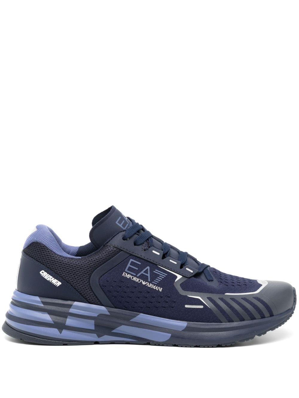 Ea7 Logo-print Mesh-panelling Sneakers In Blue