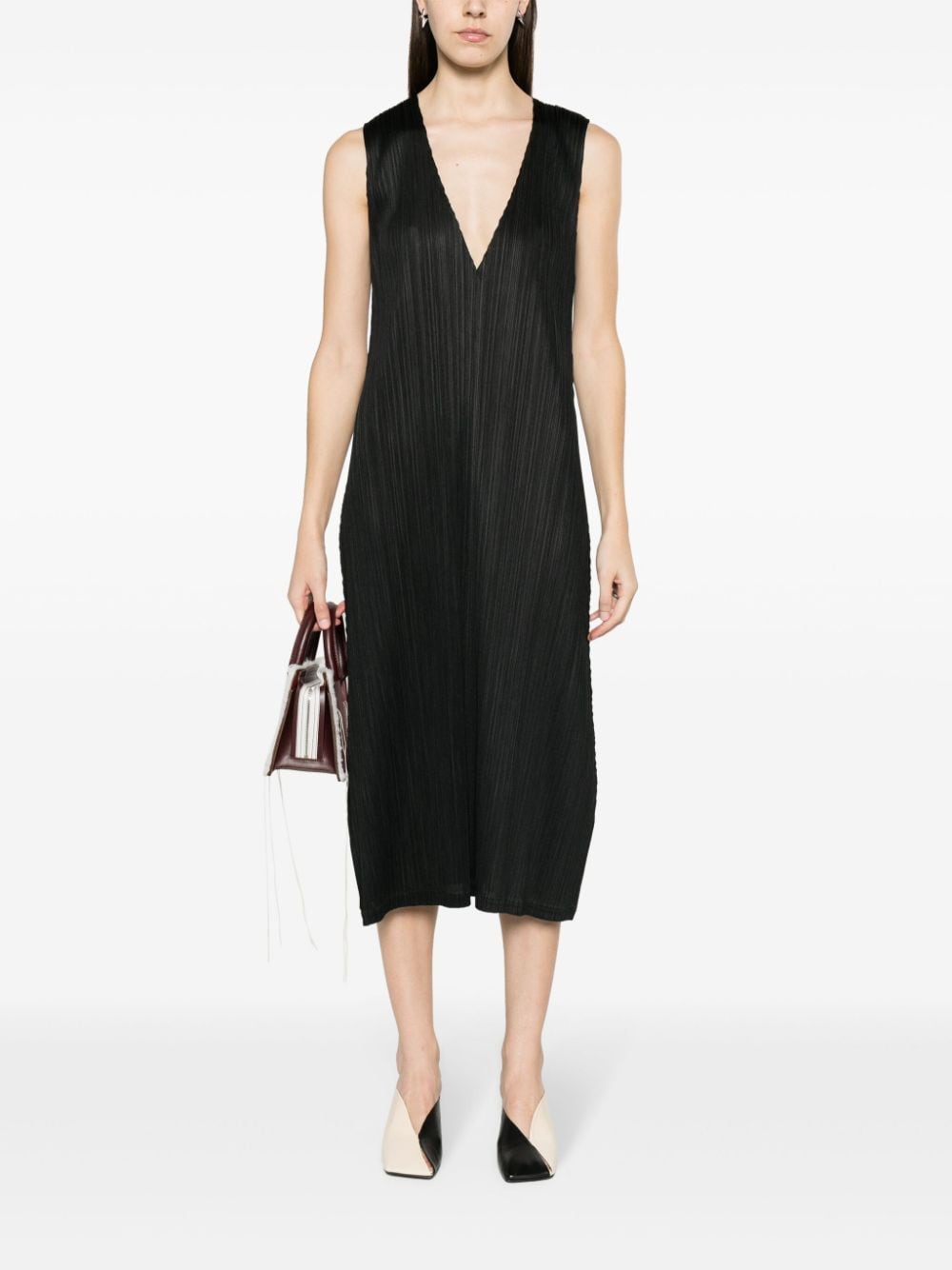 Pleats Please Issey Miyake Midi-jurk - Zwart