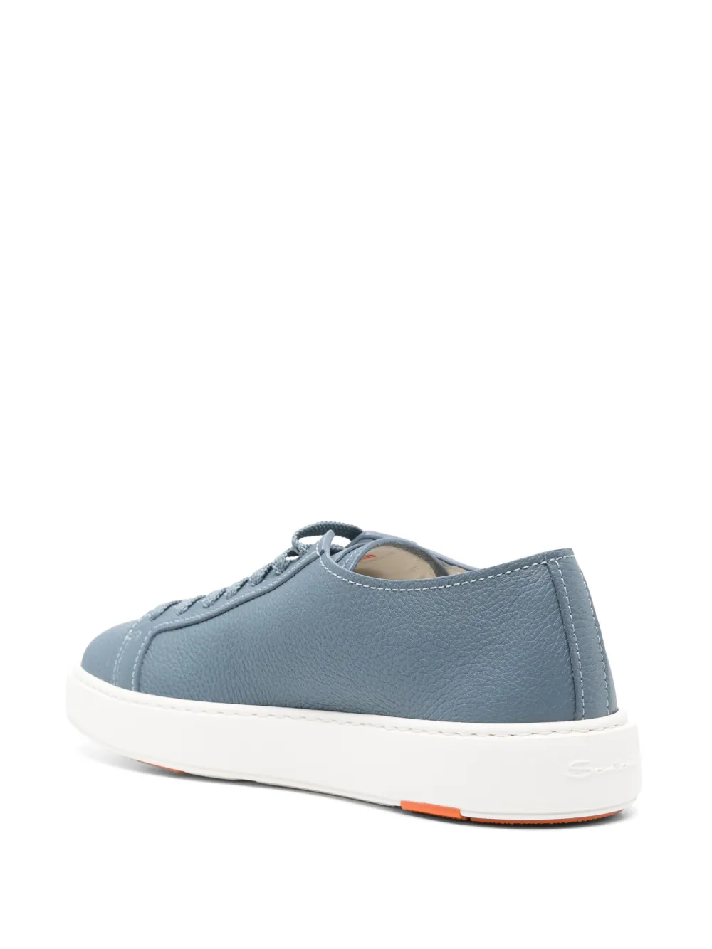 Shop Santoni Logo-patch Leather Sneakers In Blue