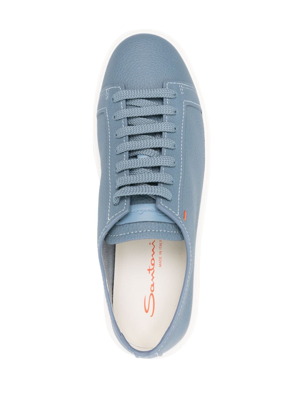 Shop Santoni Logo-patch Leather Sneakers In Blue