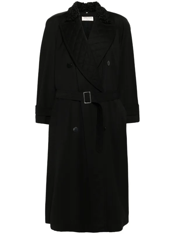 Wool Coat Black Belted Maxi Coat Vintage Cult 1980s Belted Maxi
