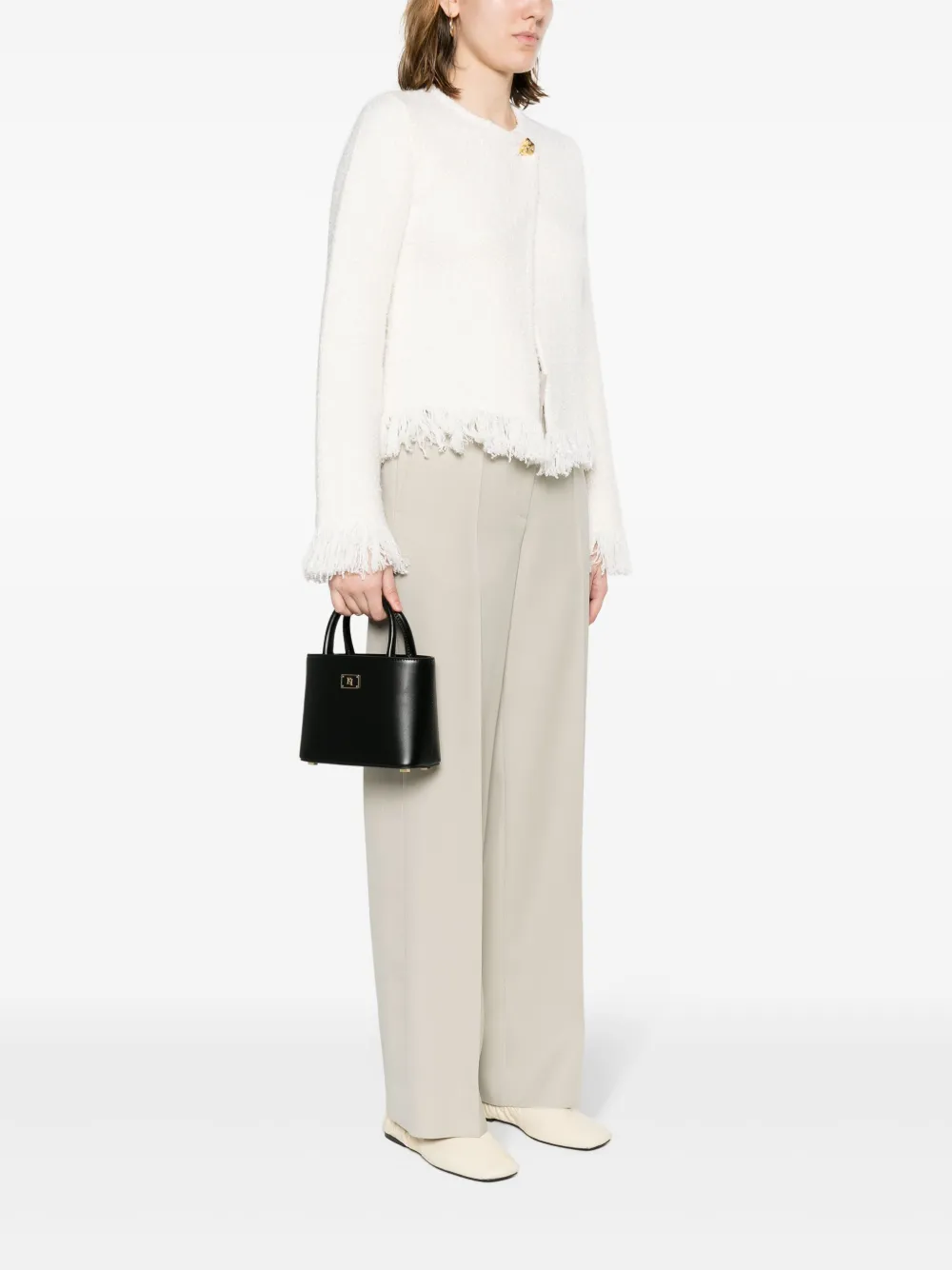 Elisabetta Franchi Shopper met logoplakkaat - Zwart