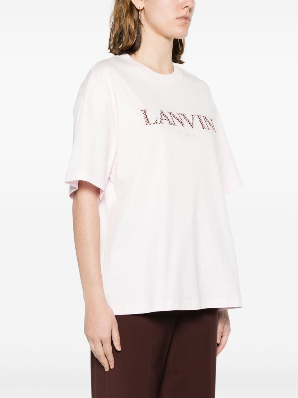 Shop Lanvin Logo-patches Cotton T-shirt In Rosa