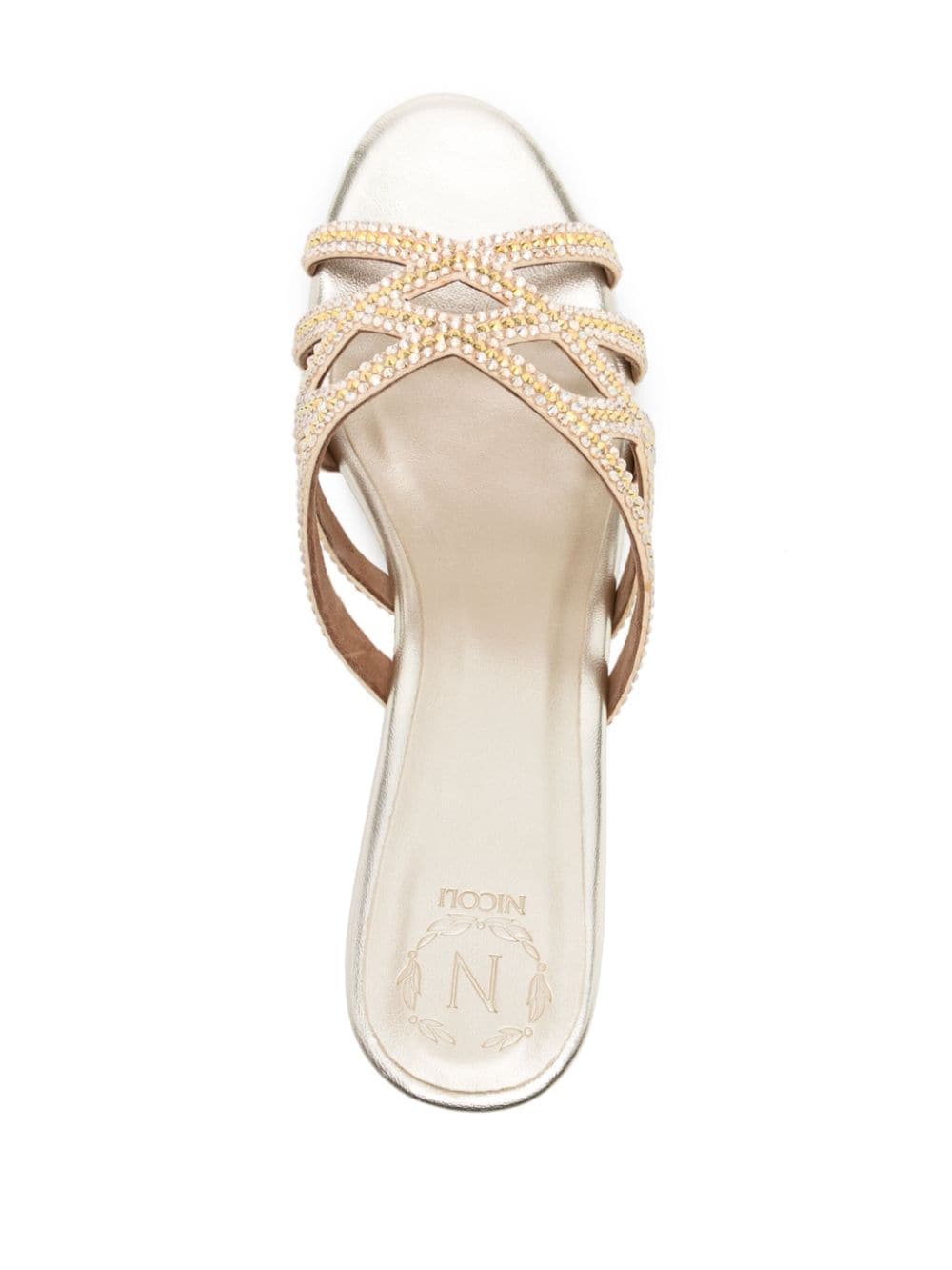 Shop Nicoli Amos 50mm Crystal-embellished Mules In Gold