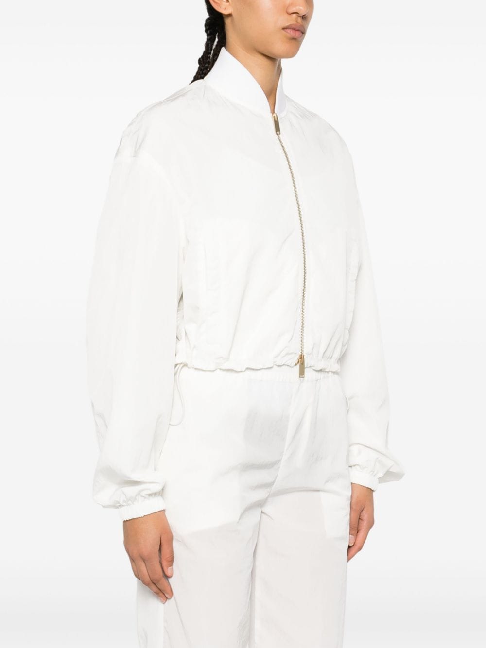 Shop Fabiana Filippi Cropped Bomber Jacket In White