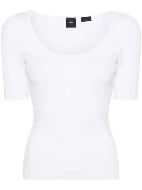 PINKO embroidered-logo U-neck T-shirt