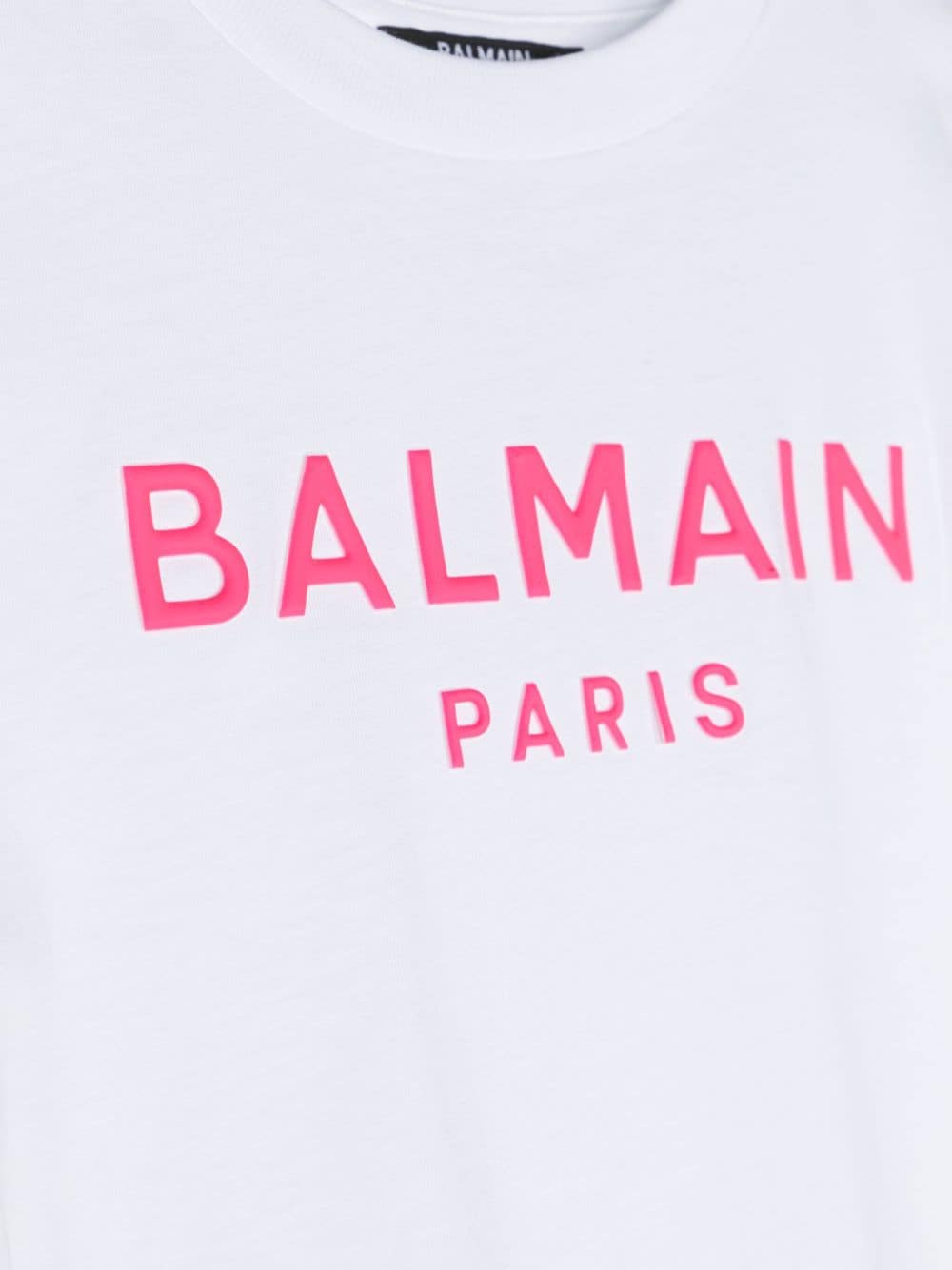 Balmain Kids Katoenen T-shirt met logo-reliëf Wit