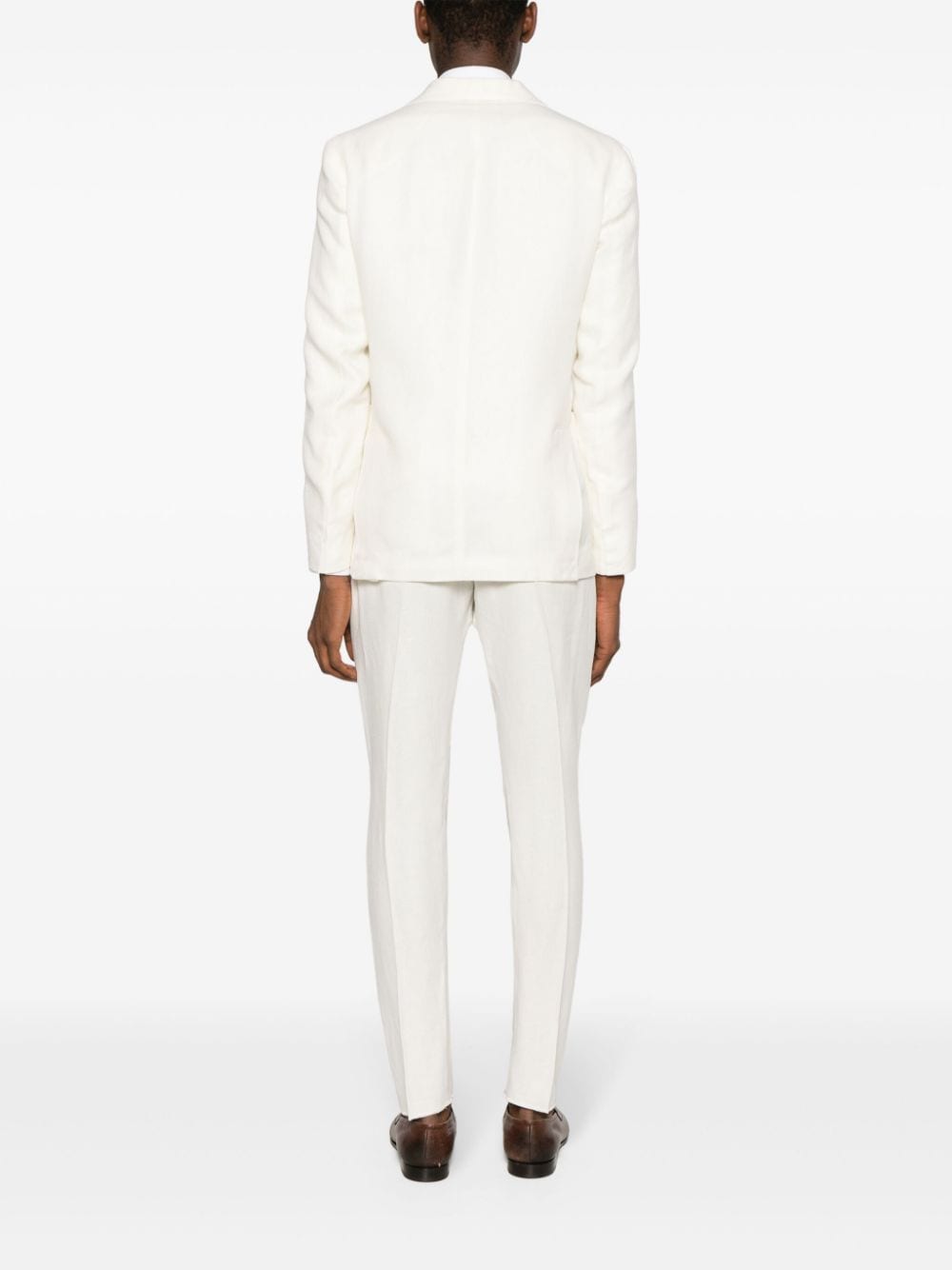Shop Eleventy Single-breasted Linen Blend Suit In White