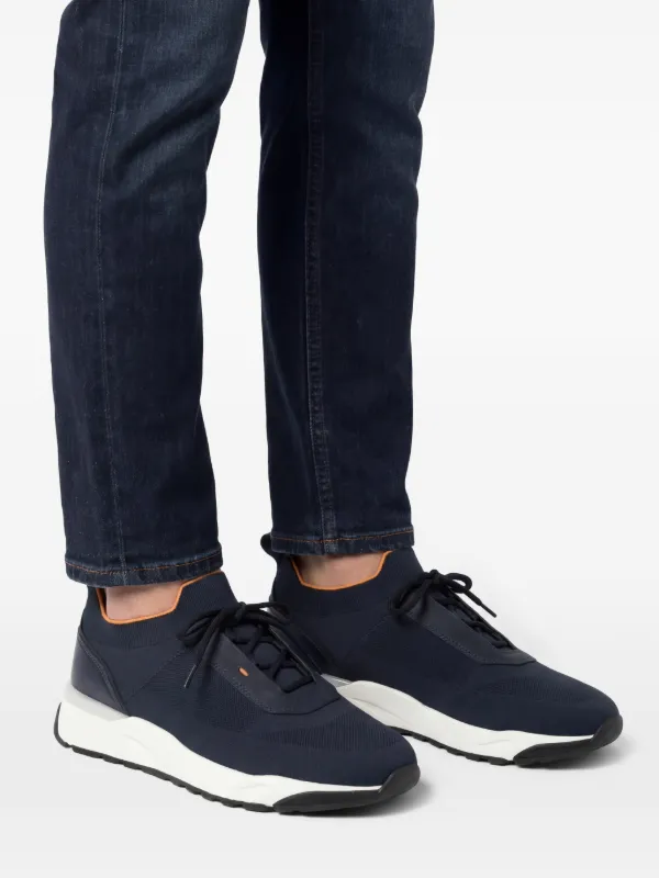 Santoni knitted-upper Sneakers | Blue | FARFETCH RO