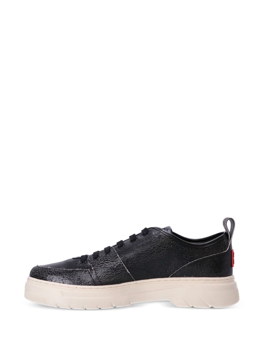 Shop Hugo Boss Urian Oxfr Leather Sneakers In Schwarz