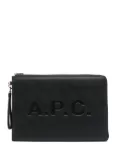 A.P.C. logo-print clutch bag - Black