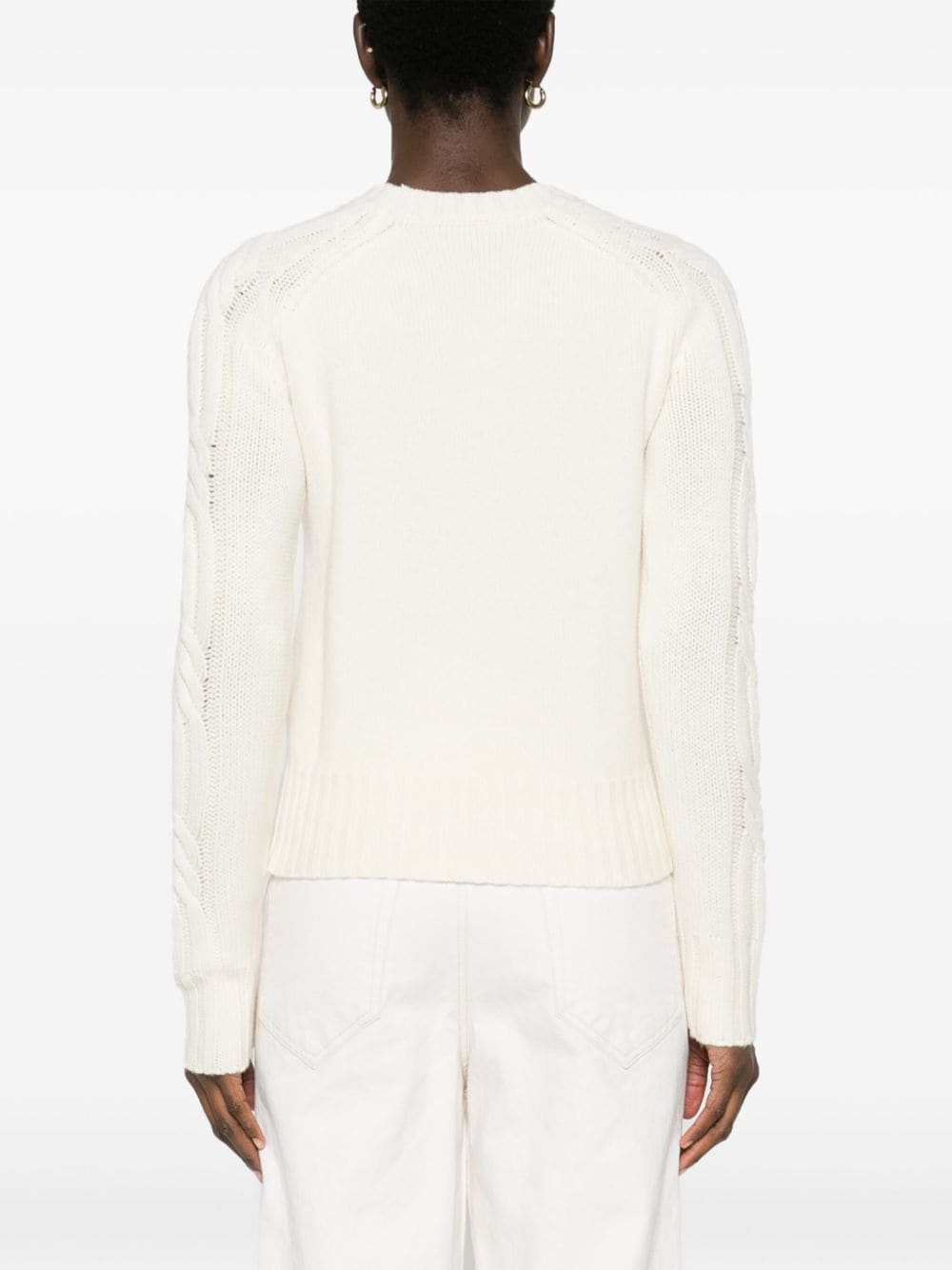 Shop Max Mara Cable-knit-detail Cashmere Jumper In Neutrals