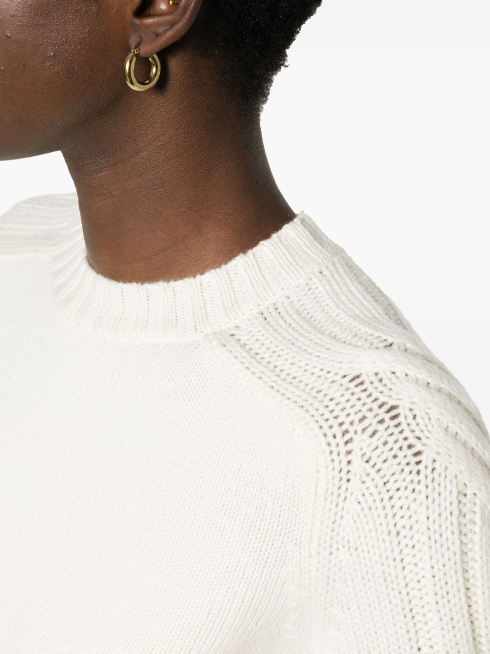 Shop Max Mara Cable-knit-detail Cashmere Jumper In Neutrals