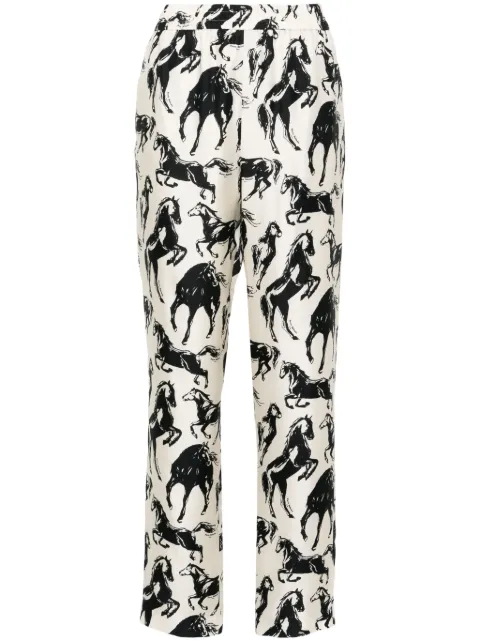 Balmain horse-print silk tapered trousers