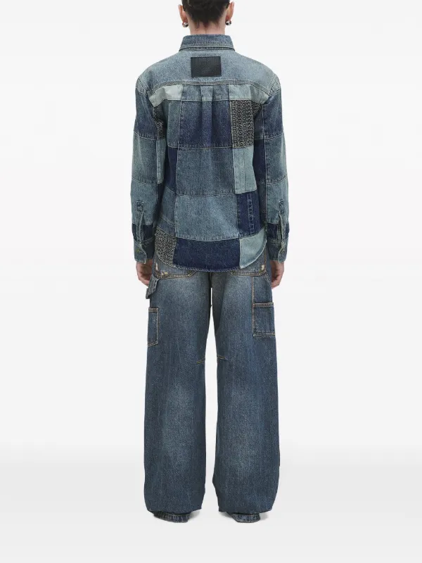 シャツ ASCLO Denim Patchwork Graphic Grunge Shirt ASCLO denim patchwork grunge shirt - 애즈클로
