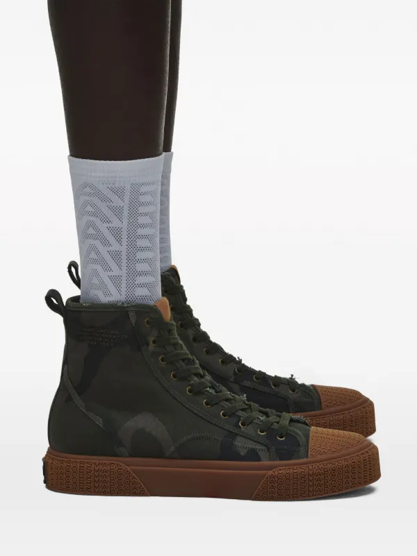 MARC JACOBS カーキ The Camo Jacquard ハイカットスニーカー Marc Jacobs Khaki 'The Camo Jacquard' High Top Sneakers Marc