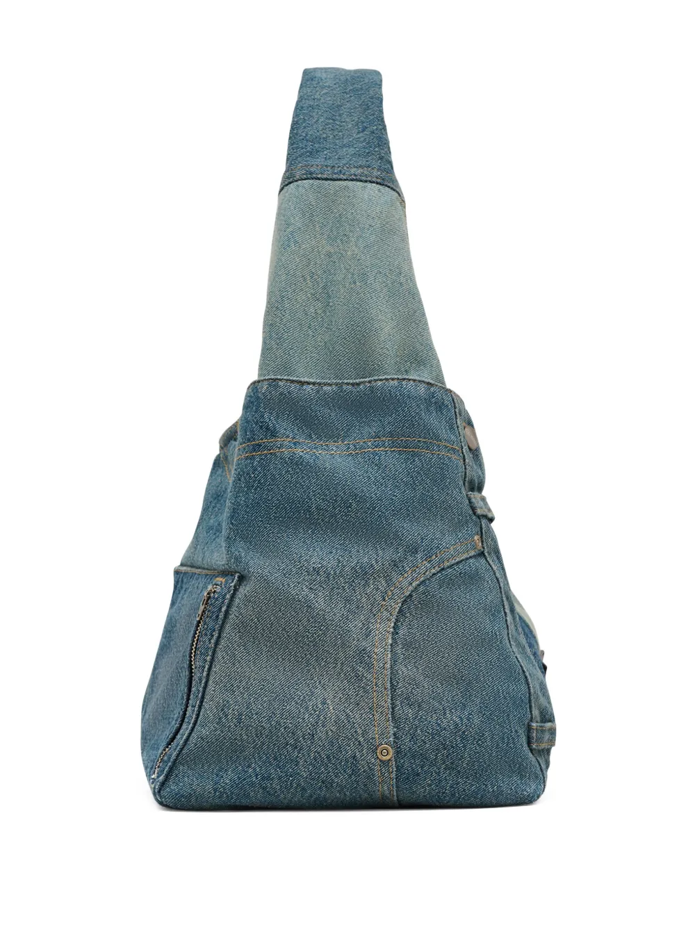 Shop Marc Jacobs The Deconstructed Denim Sack Bag In Blau