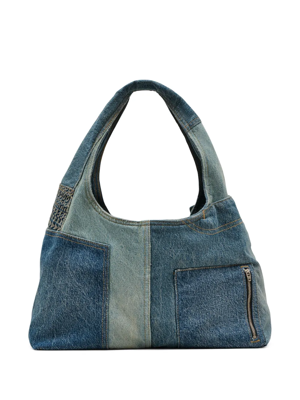 Shop Marc Jacobs The Deconstructed Denim Sack Bag In Blau