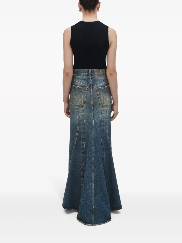 Marc Jacobs Fluted Denim Maxi Skirt | Blue | FARFETCH