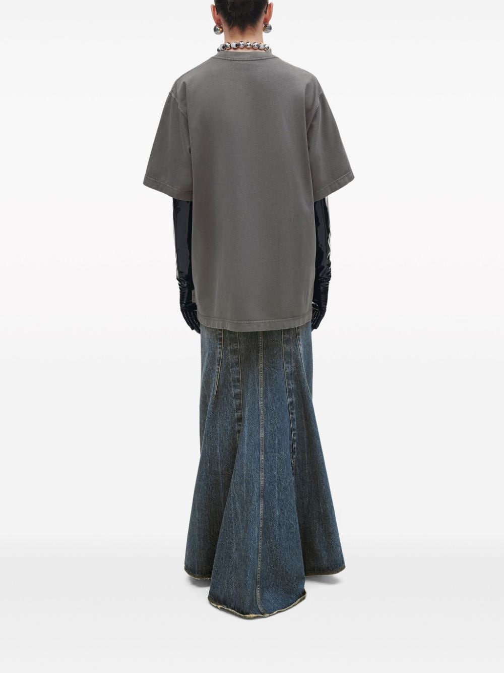 Shop Marc Jacobs Crystal-embellished Cotton T-shirt In Grey