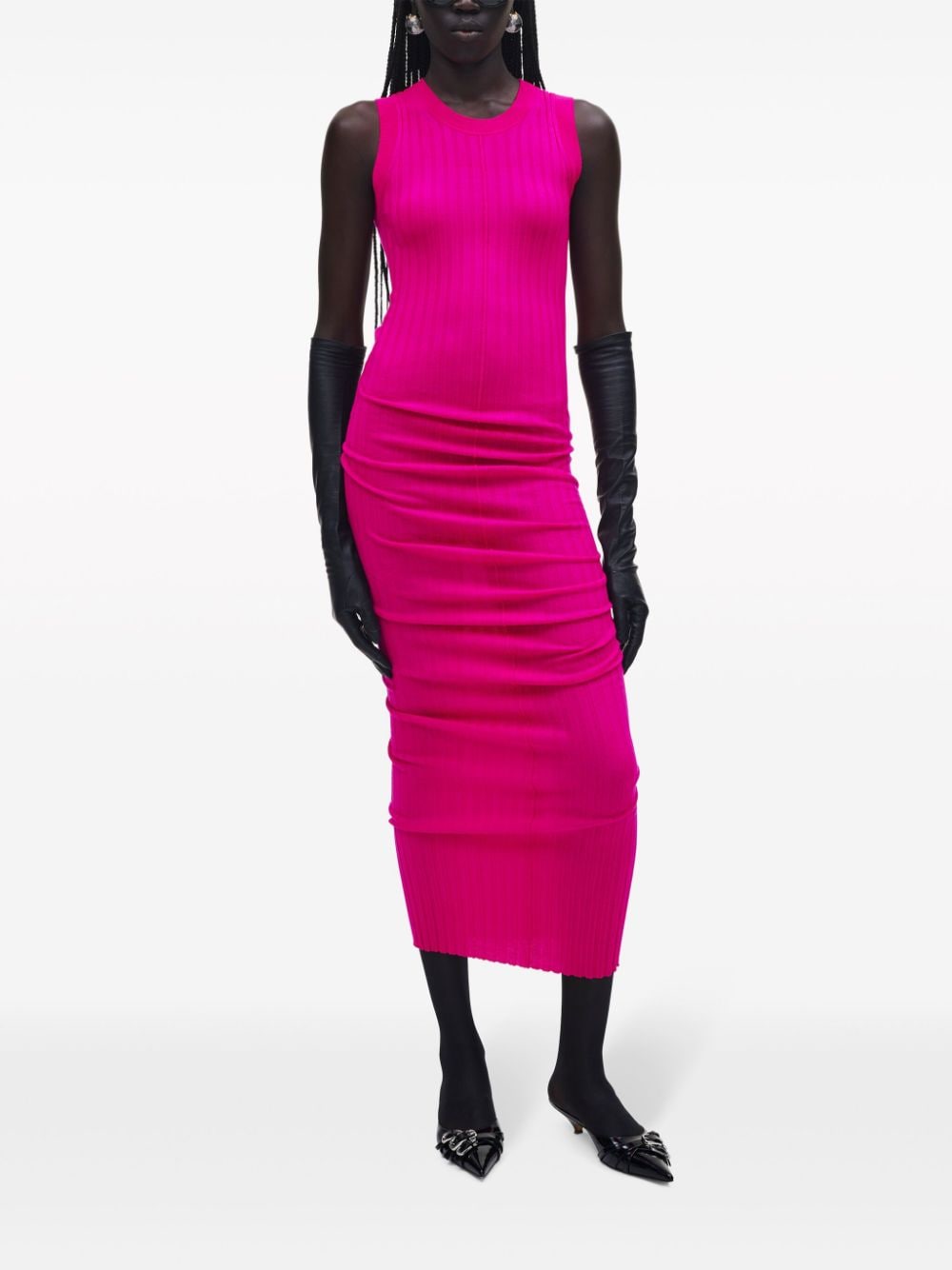 Marc Jacobs Geribbelde midi-jurk - Roze
