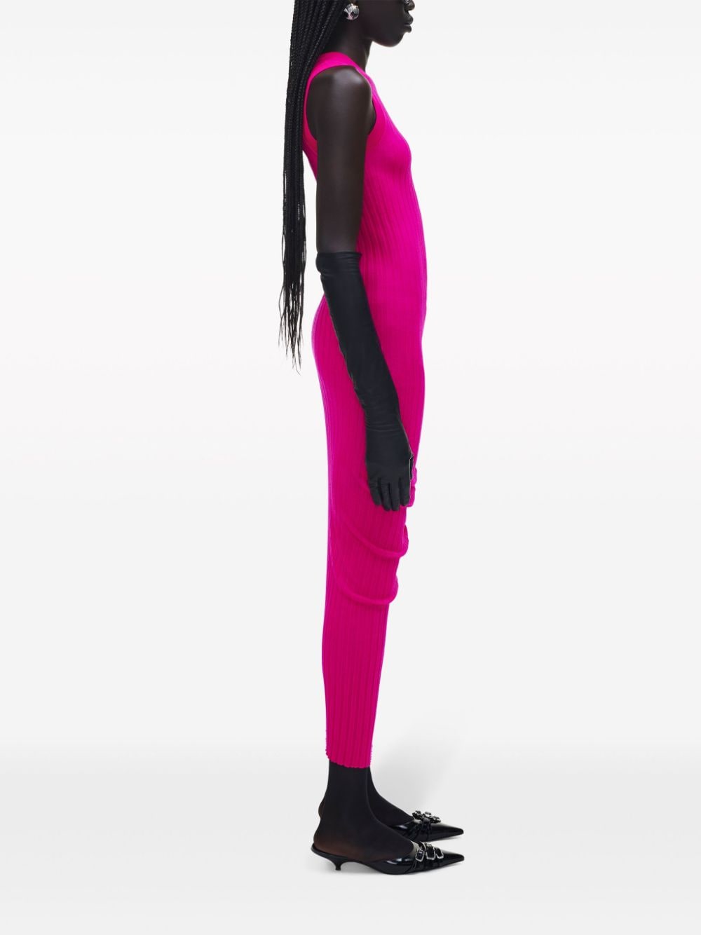 Shop Marc Jacobs Merino-wool Twisted Midi Dress In Pink