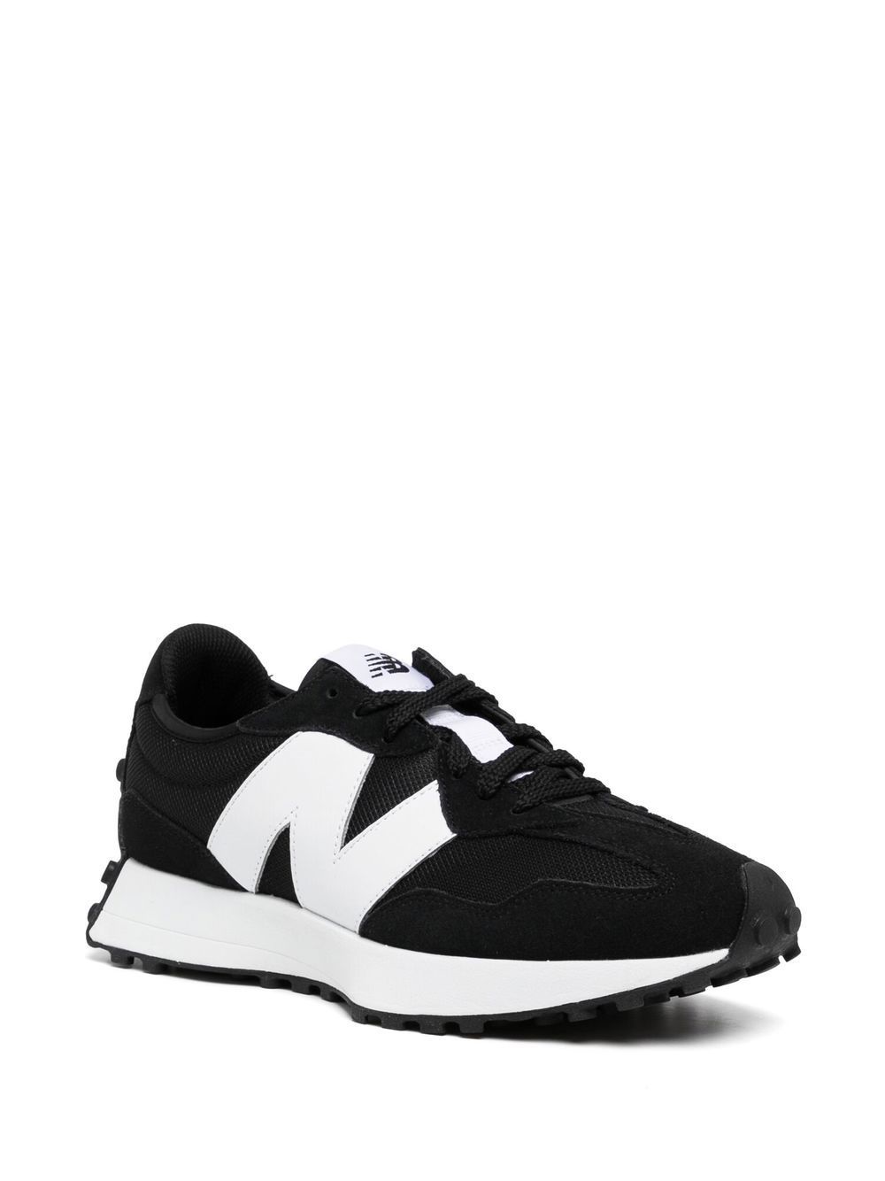 Shop New Balance Lace-up Logo-patch Sneakers In Black/white