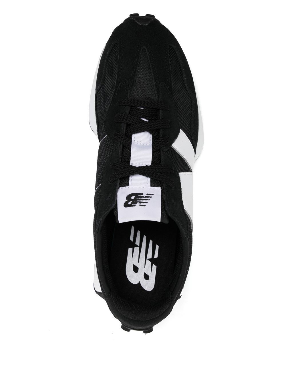 Shop New Balance Lace-up Logo-patch Sneakers In Black/white