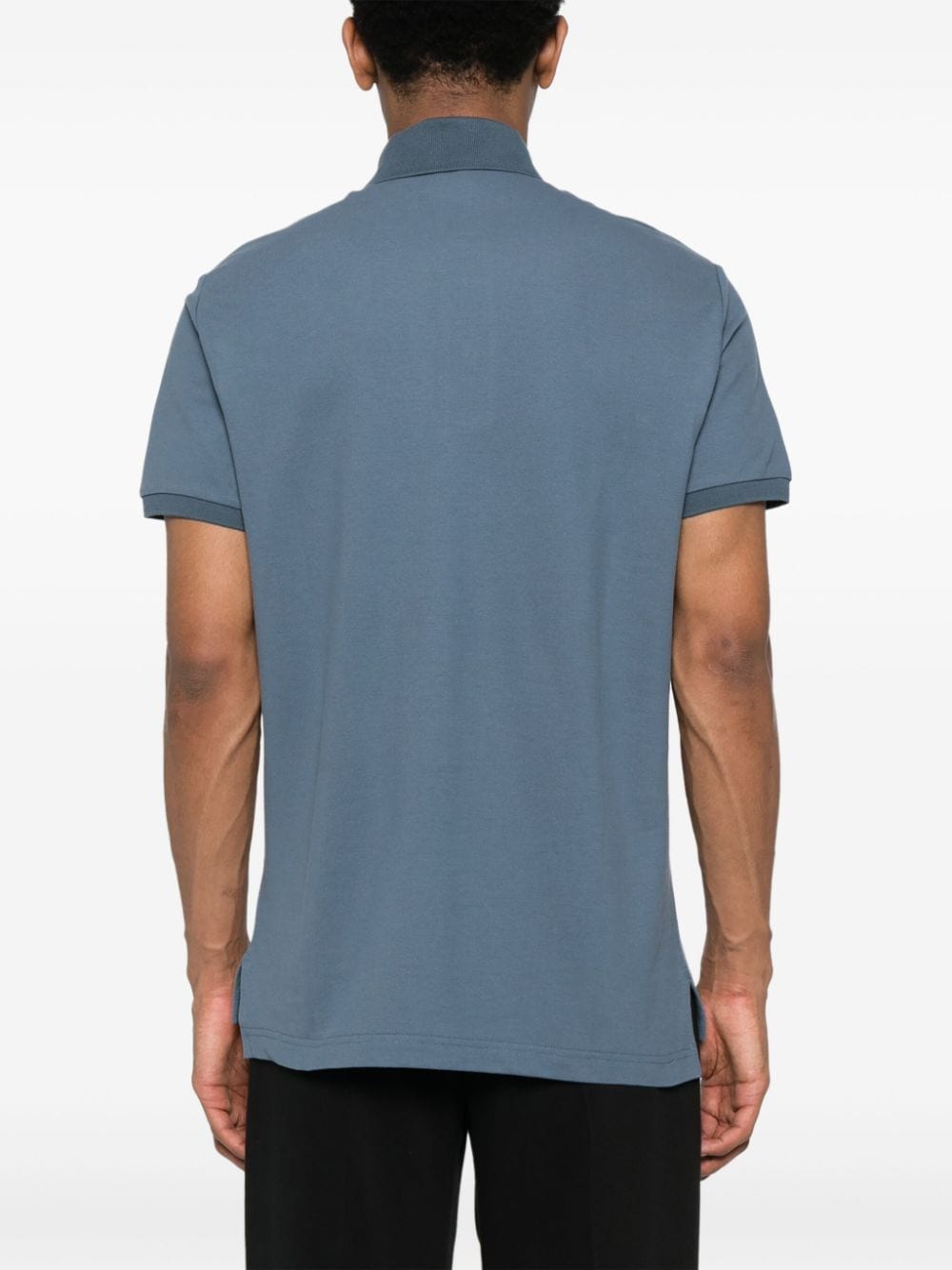 Shop Etro Pegaso-motif Piqué Polo Shirt In Blue
