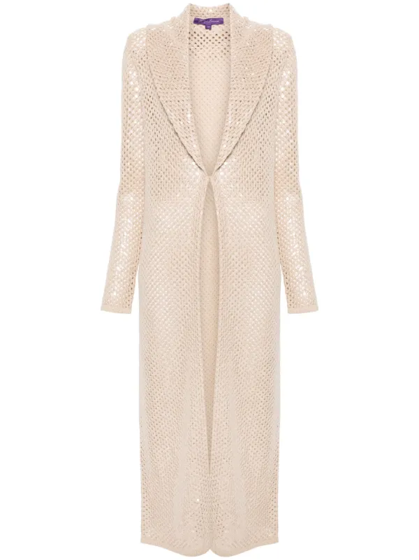 Ralph Lauren Collection Sequinned Cashmere Cardi-coat in Neutrals