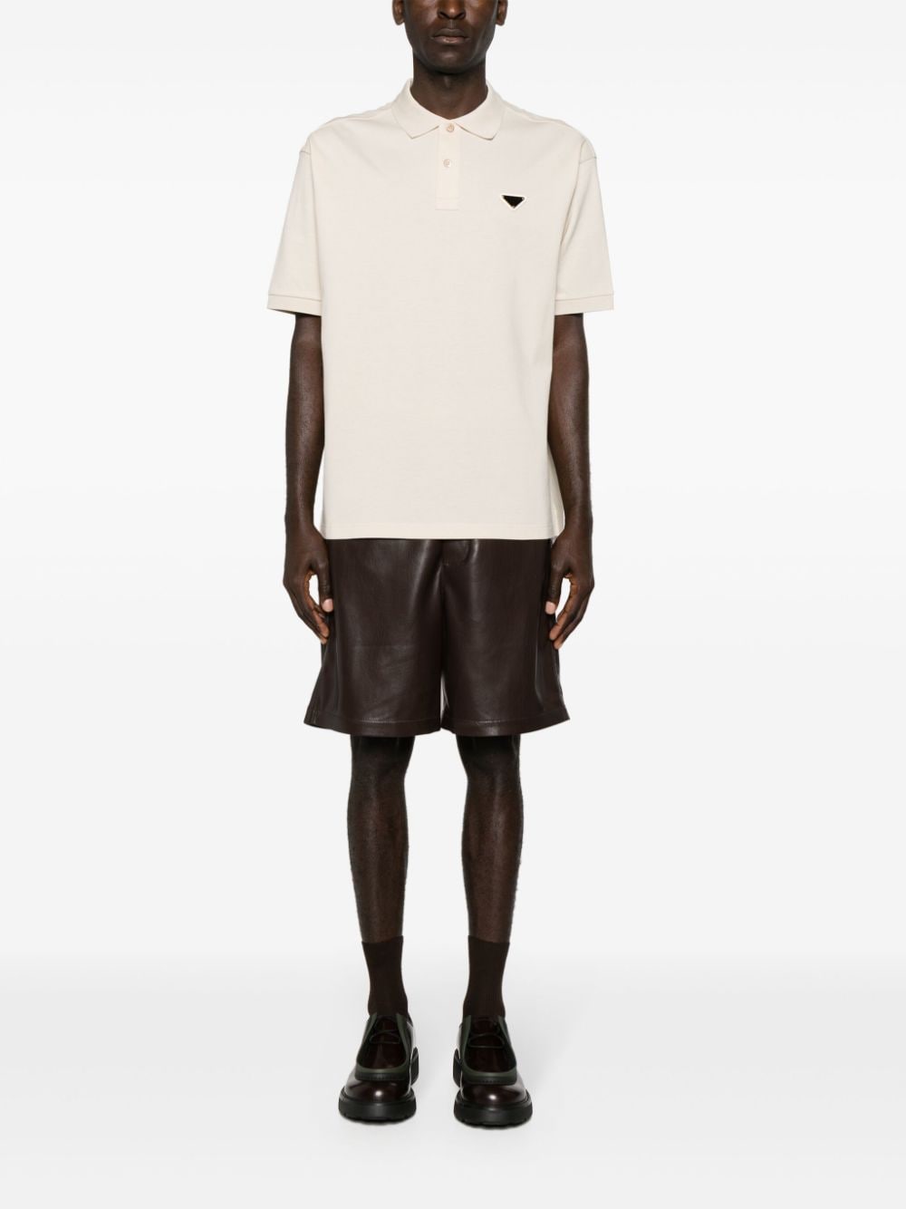 Prada triangle-logo piqué polo shirt - Beige