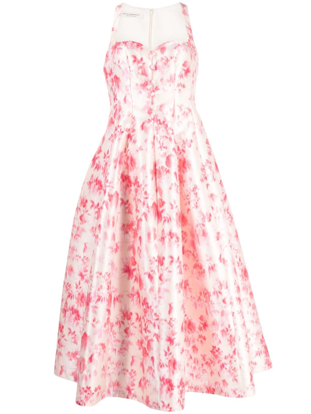 Philosophy Di Lorenzo Serafini Floral-print Midi Dress In Pink