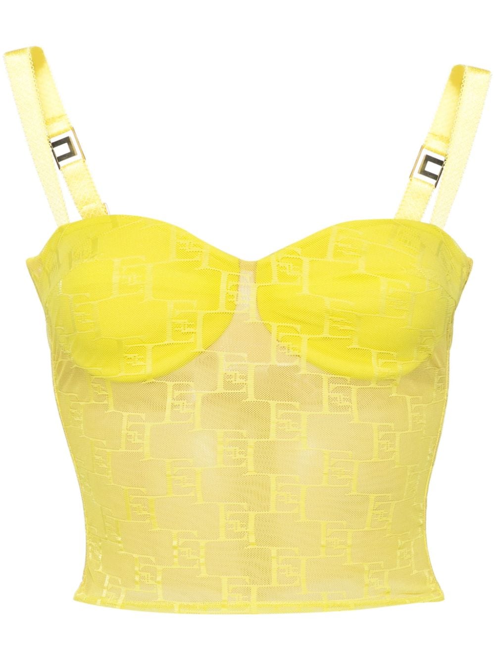 Elisabetta Franchi Logo-embroidered Bustier Top In Yellow