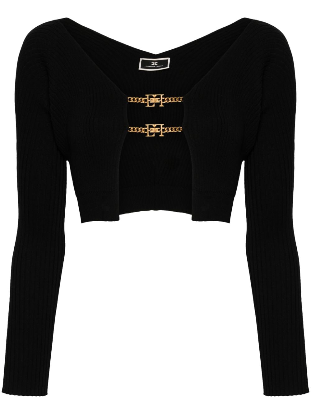 Elisabetta Franchi Logo-clasp Cropped Cardigan In Black