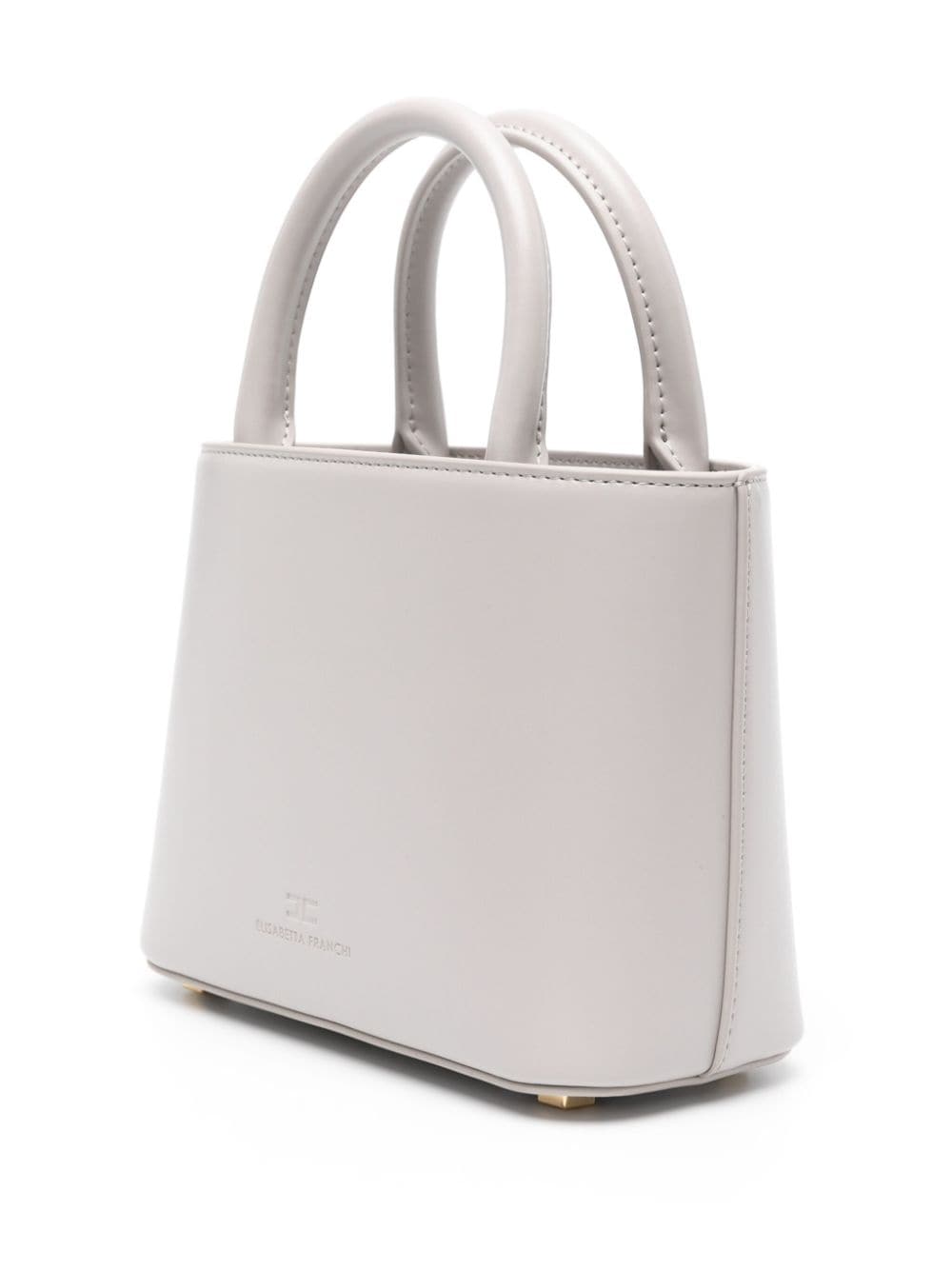 Shop Elisabetta Franchi Small Logo-palque Tote Bag In Neutrals