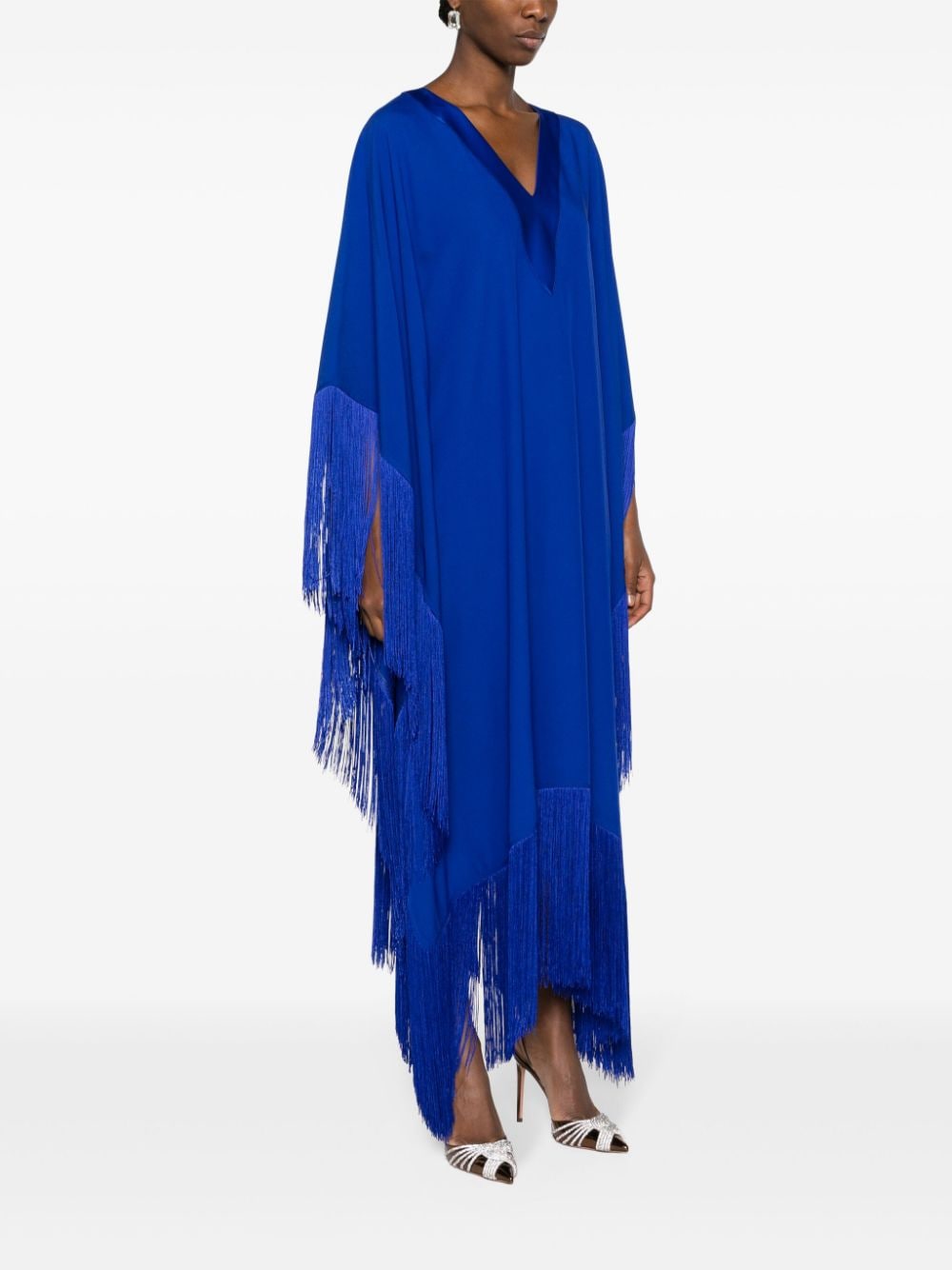 Shop Taller Marmo Very Ross Fringed Kaftan Dress In Blue