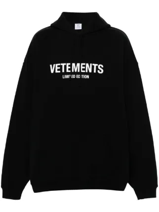 VETEMENTS logo-print Hoodie | Black | FARFETCH AZ