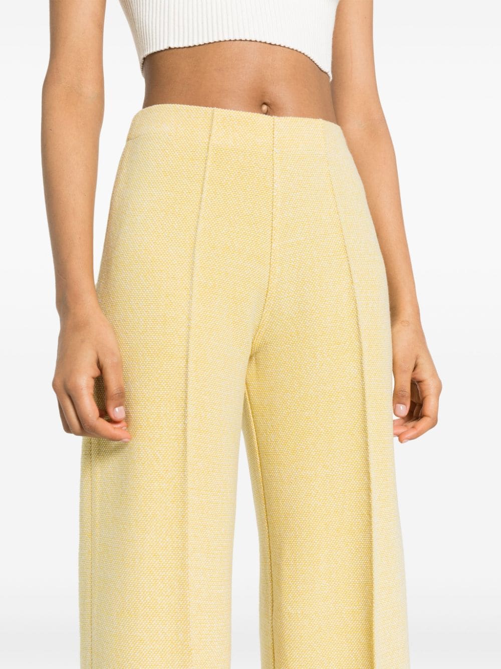 Shop Bruno Manetti Wide-leg Wool Trousers In Yellow