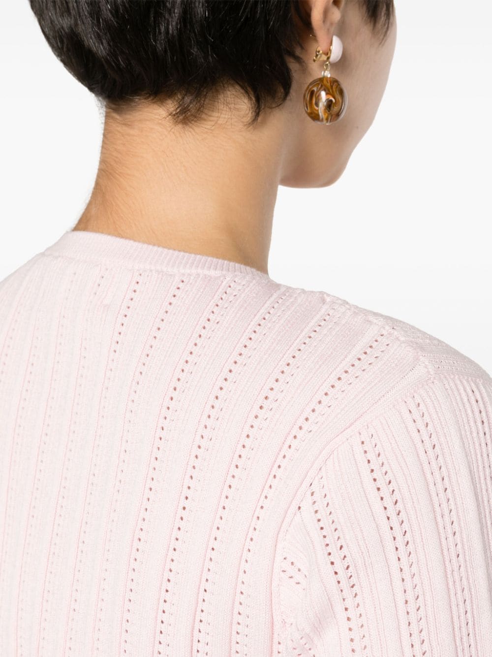 Shop Erdem Short-sleeve Pointelle-knitted Top In Pink