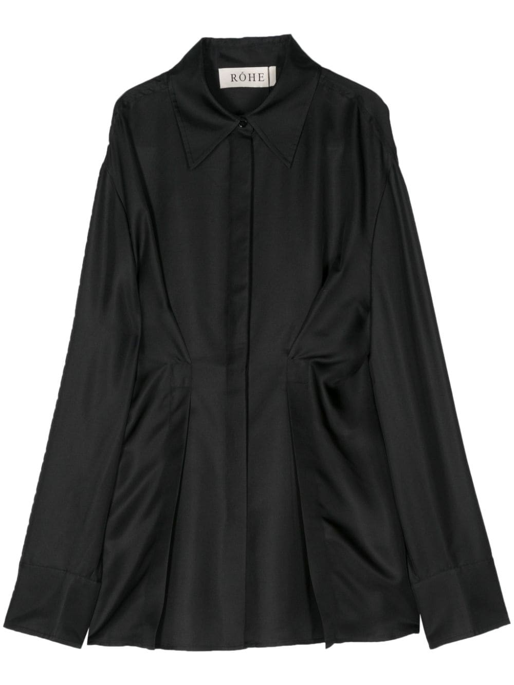 Rohe Pleated Silk Shirt In Black