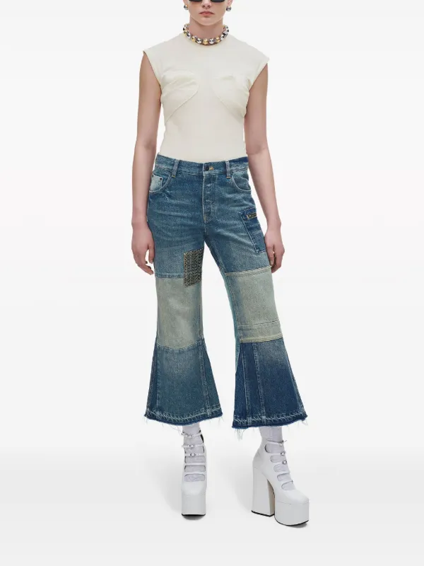 Sullen Marc Jacobs Flare Pants スラックス Marc Jacobs Patchwork Cropped Flared Jeans | Blue | FARFETCH