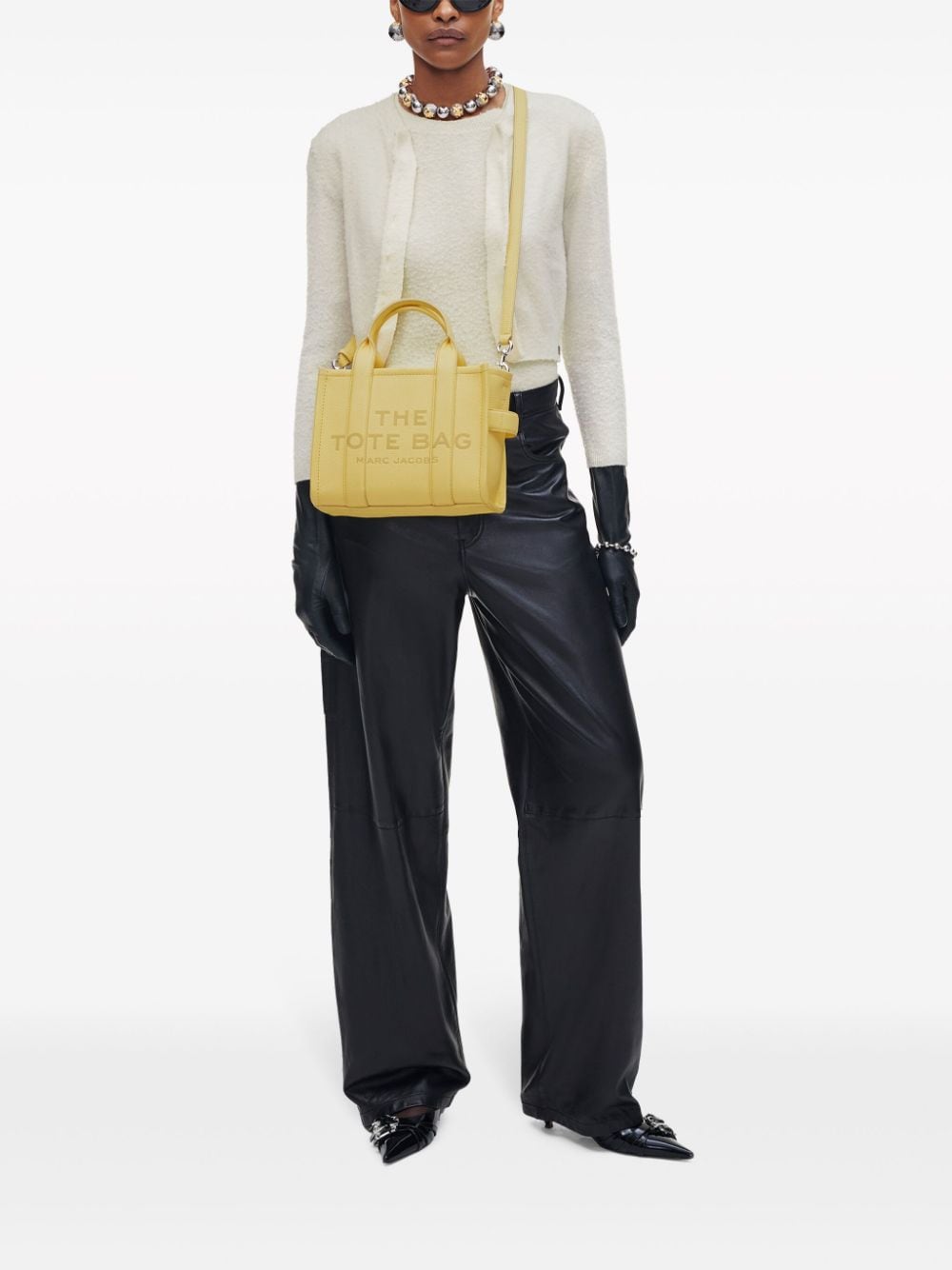 Shop Marc Jacobs The Small Leather Tote Bag In Yellow