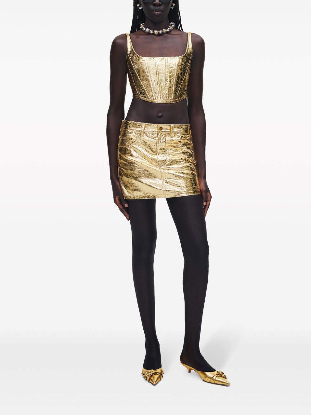 Marc Jacobs Mid waist metallic mini-rok - Goud