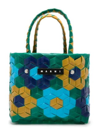 Marni Kids Sunflower Woven Tote Bag | Green | FARFETCH BH