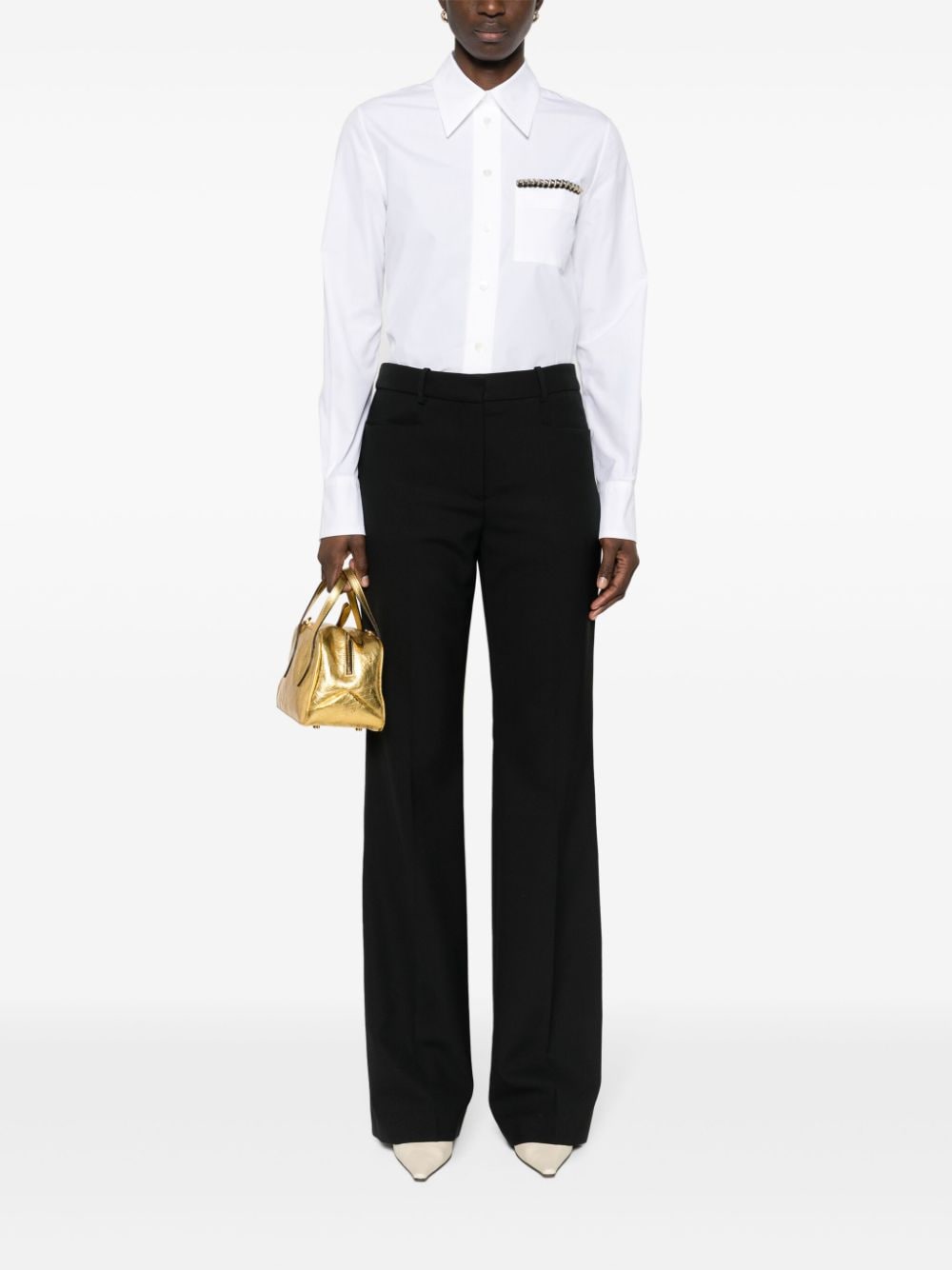 Shop Lanvin Bead-embellished Poplin Shirt In White